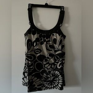 Roxy Black and White Floral Tank Top